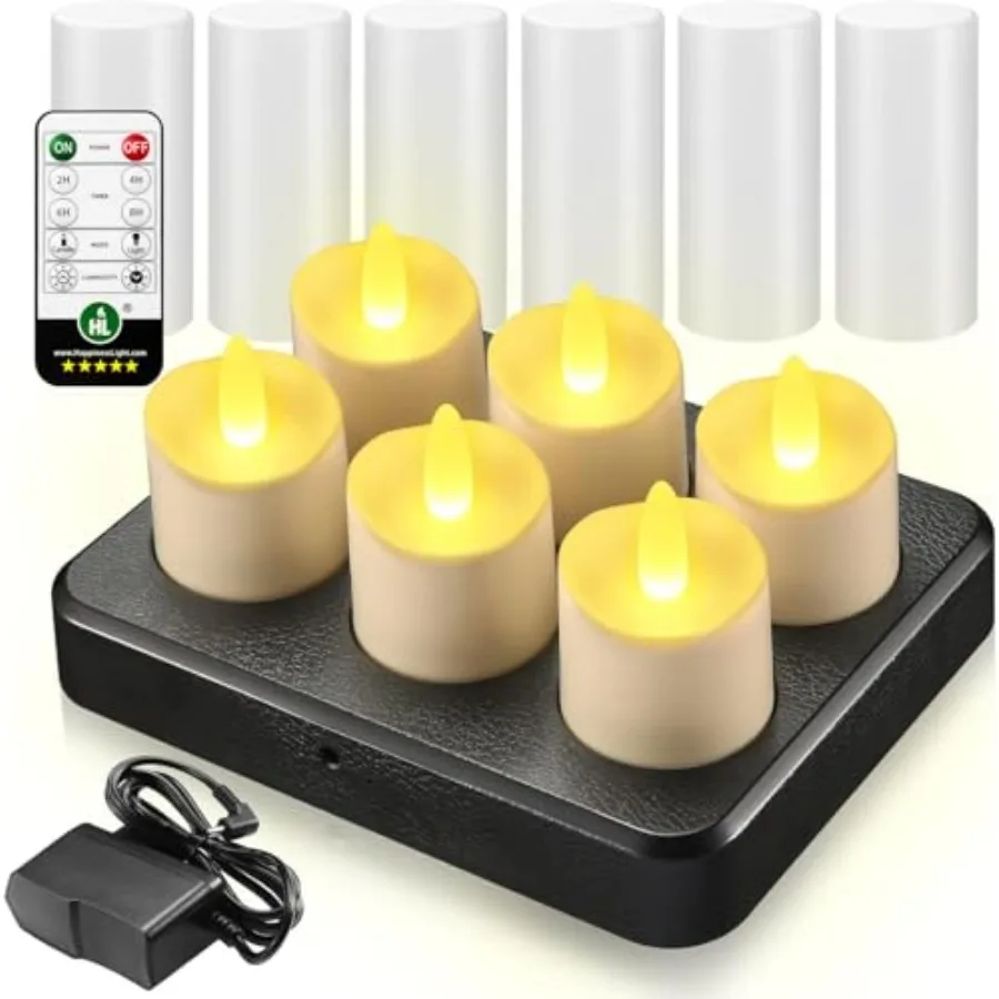 Flameless Candles with Remote Timer, 100+Hours Rechargeable Waterproof Outdoor Candles Tea Lights with Charging Base, LED Votiv
Flameless Candles with Remote Timer, 100+Hours Rechargeable Waterproof Outdoor Candles Tea Lights with Charging Base, LED Votiv