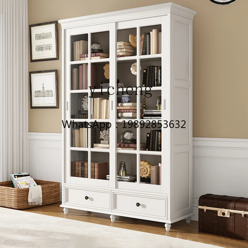 American all-solid wood bookcase Floor-to-ceiling sliding glass sliding door bookshelf Locker against wall
American all-solid wood bookcase Floor-to-ceiling sliding glass sliding door bookshelf Locker against wall