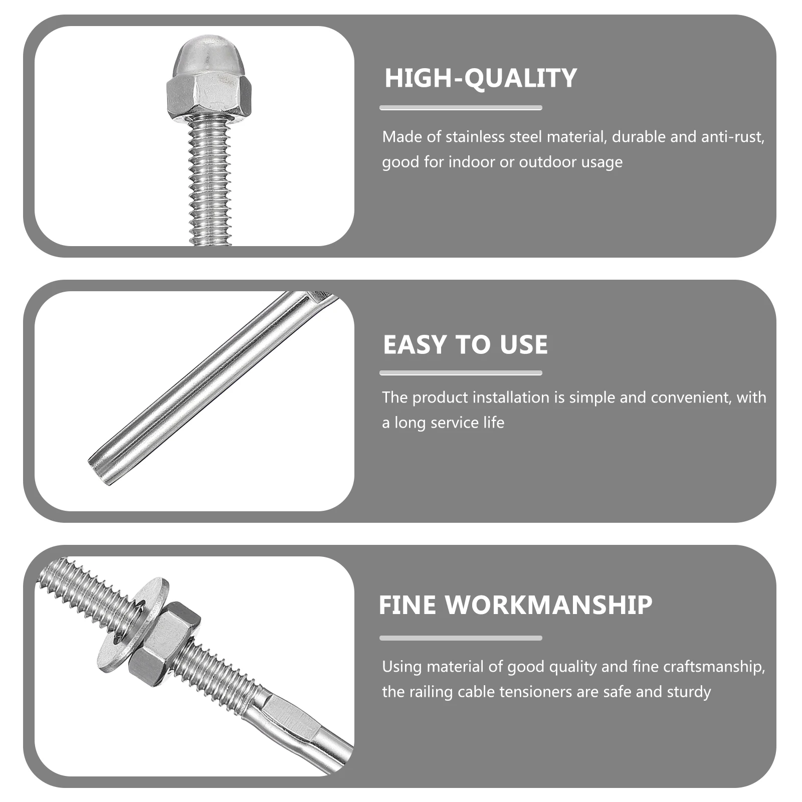 10pcs Tensioner Cable Fitting Stainless Steel Rigging Tightener End Terminal Pneumatic Tool Parts Hardware Accessories
10pcs Tensioner Cable Fitting Stainless Steel Rigging Tightener End Terminal Pneumatic Tool Parts Hardware Accessories