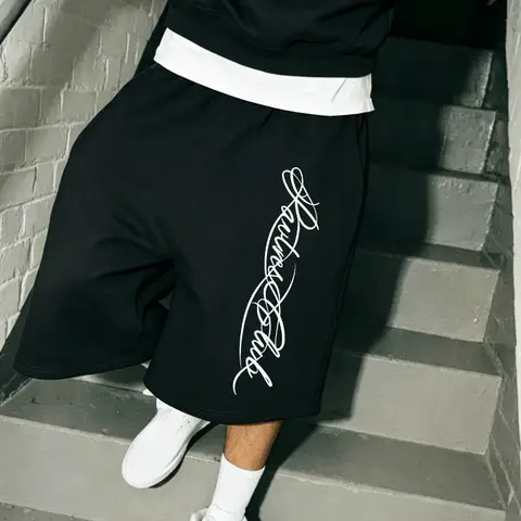 American Retro Men's Street Style "logo" Casual Shorts Men's Shorts Summer Trendy Brand Straight Leg Unisex Casual Shorts