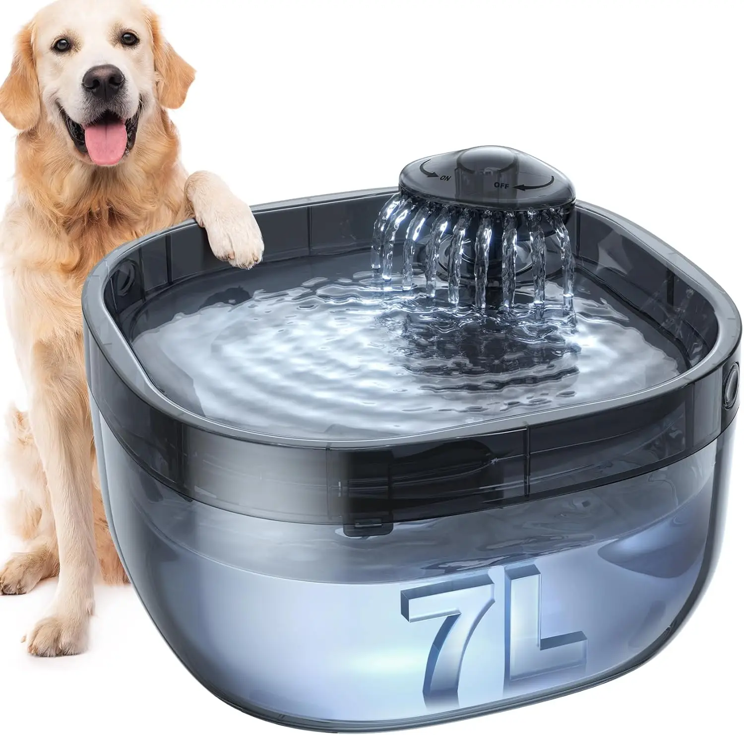 7L Dog Water Fountain for Large Dogs, Quiet Pump, 3 Filters, Clear Blue
7L Dog Water Fountain for Large Dogs, Quiet Pump, 3 Filters, Clear Blue
