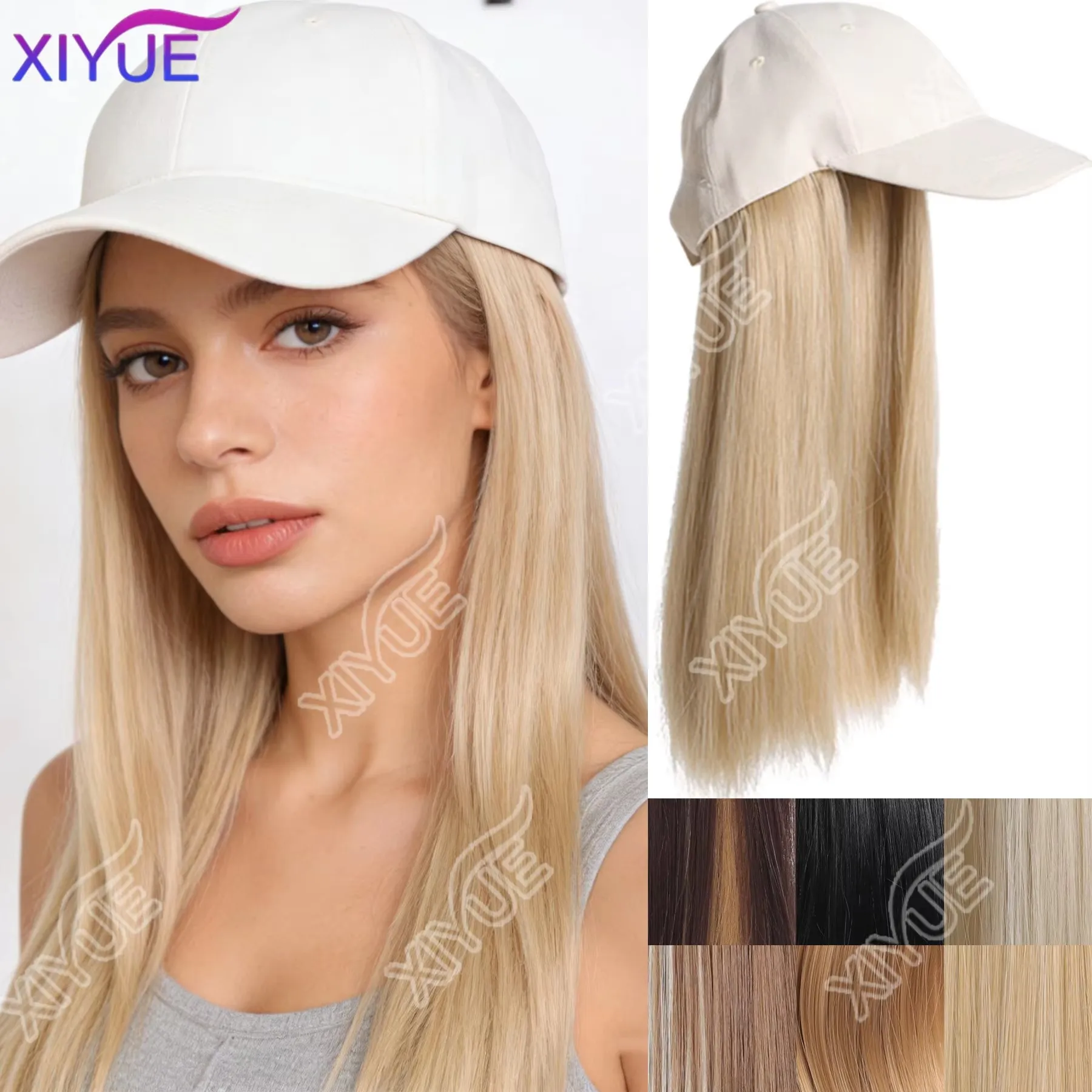 XY Black Synthetic Hat Wig with Long Straight Hair white Baseball Cap Hair Extension Stylish & Convenient Design for Women
XY Black Synthetic Hat Wig with Long Straight Hair white Baseball Cap Hair Extension Stylish & Convenient Design for Women