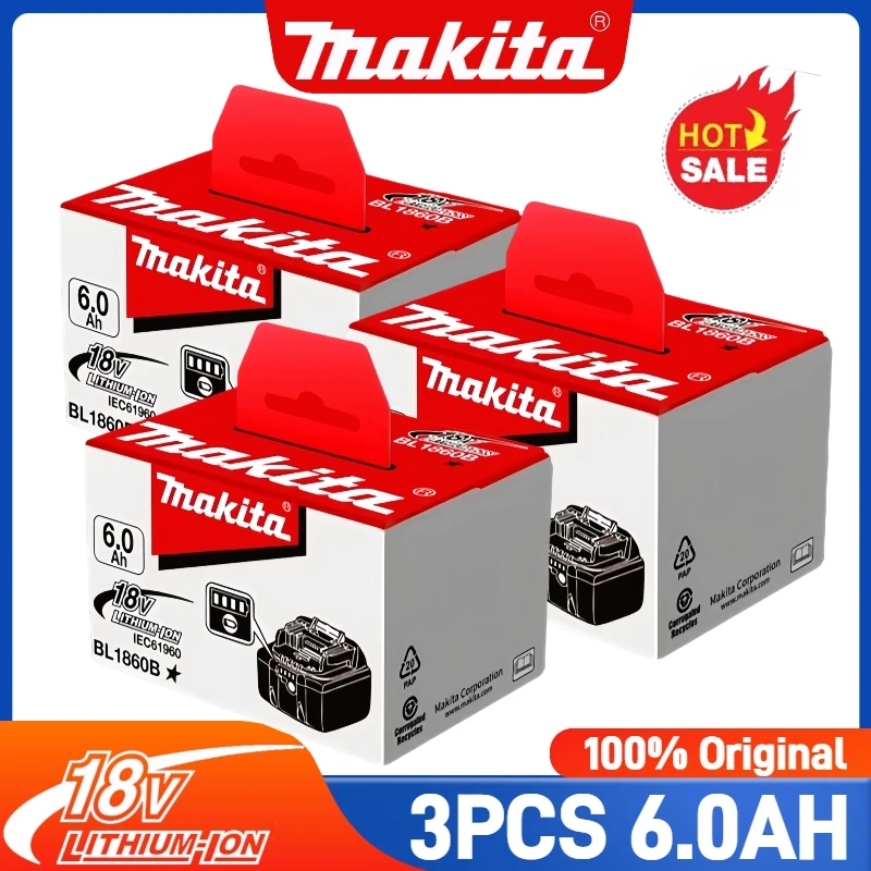 100% original Makita 6.0Ah 18V Rechargeable Power Tool Battery, for Makita 18V Battery BL1830B BL1840 BL1815B BL1850 BL1860B
100% original Makita 6.0Ah 18V Rechargeable Power Tool Battery, for Makita 18V Battery BL1830B BL1840 BL1815B BL1850 BL1860B