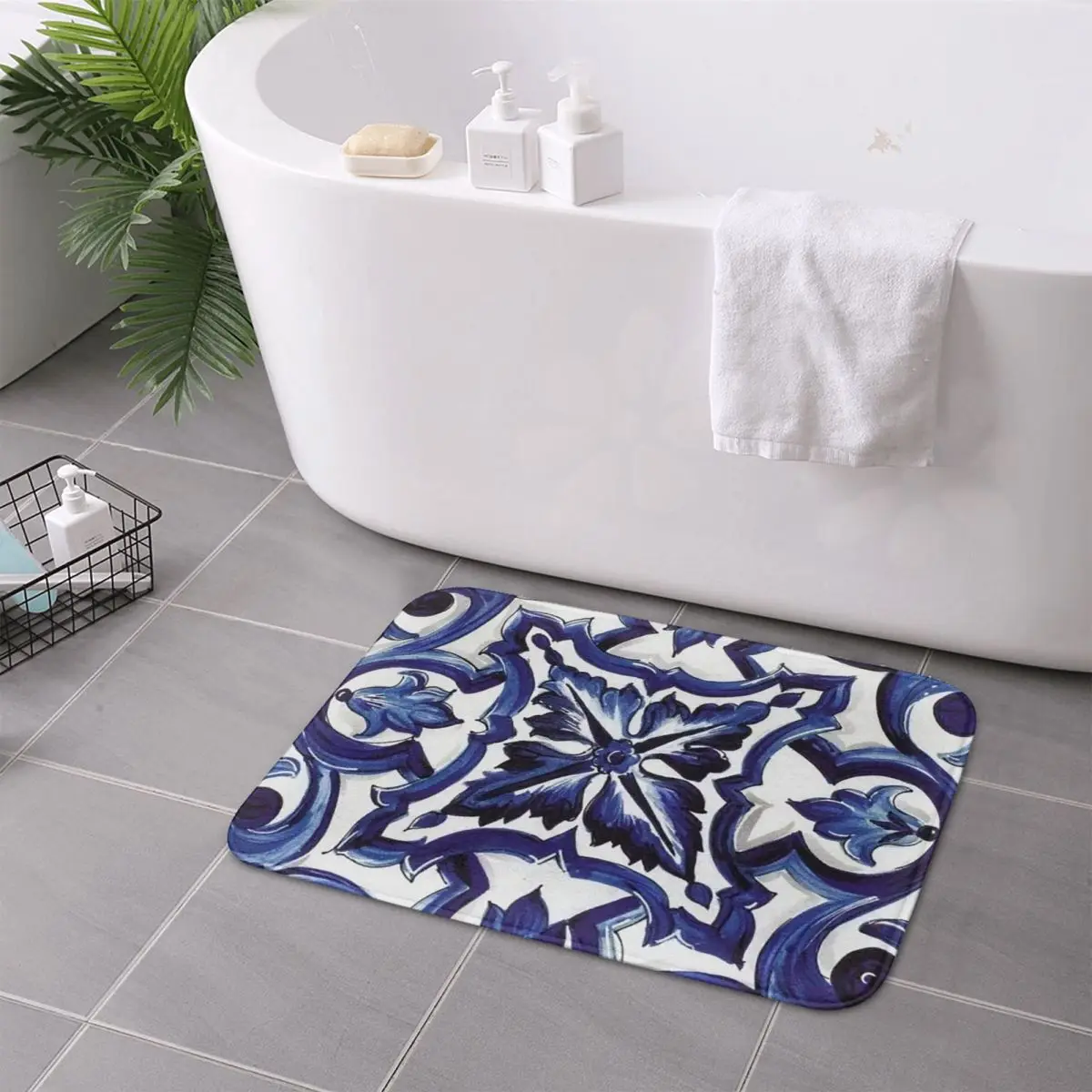 Синий декоративный средиземноморский сицилийский плитка с цветочным принтом, противоскользящий коврик для двери, напольный коврик, ковер для дома, ванной комнаты, гостиной, коврики для ног
Синий декоративный средиземноморский сицилийский плитка с цветочным принтом, противоскользящий коврик для двери, напольный коврик, ковер для дома, ванной комнаты, гостиной, коврики для ног