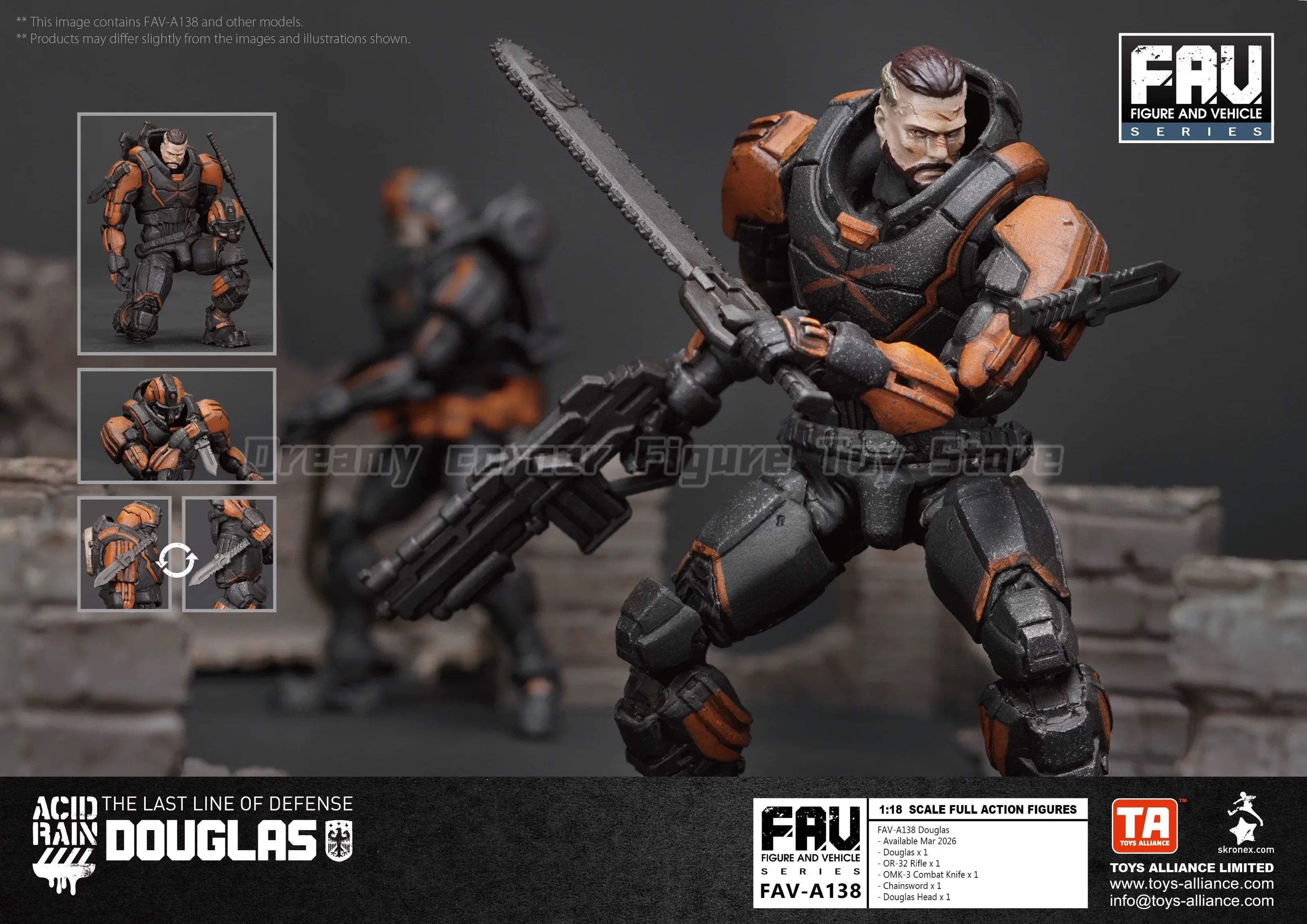 【In Stock】Acid Rain War FAV-A138 Douglas 1/18 Action Figure
【In Stock】Acid Rain War FAV-A138 Douglas 1/18 Action Figure