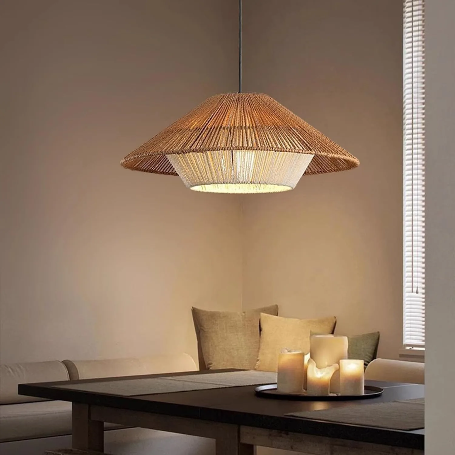 JOYINLED 20 Inch E27 Hand-Woven Pendant Light,Paper Rope Dual-Tone Shade Pendant Lamp, Rustic Dining Room Rattan Light Fixture
JOYINLED 20 Inch E27 Hand-Woven Pendant Light,Paper Rope Dual-Tone Shade Pendant Lamp, Rustic Dining Room Rattan Light Fixture
