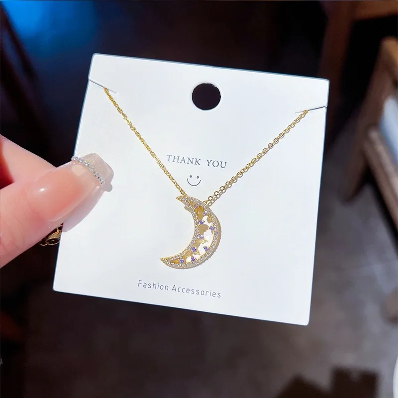 Stainless Steel Moon and Star Pendant Necklace for Women Fashion Luxury Zirconia Choker Necklaces Female Jewelry Gifts
Stainless Steel Moon and Star Pendant Necklace for Women Fashion Luxury Zirconia Choker Necklaces Female Jewelry Gifts