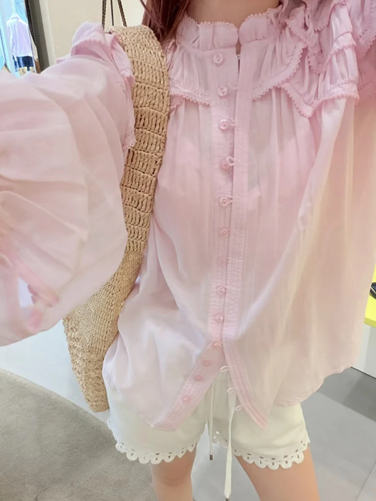 Spring 2026 French Style Loose Fit Long Sleeve White Enhancing Cotton Shirt with Gored Shoulder Decoration And Collar for Women
Spring 2026 French Style Loose Fit Long Sleeve White Enhancing Cotton Shirt with Gored Shoulder Decoration And Collar for Women