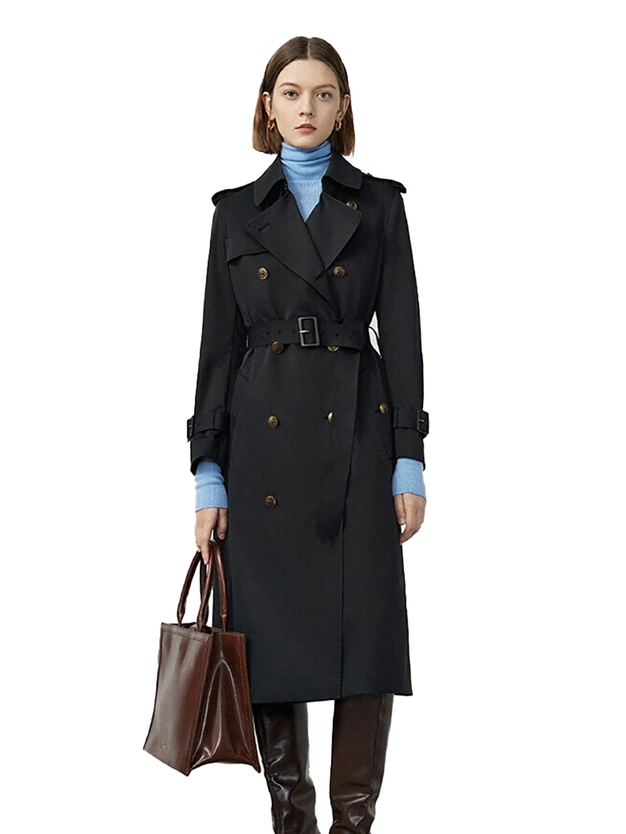 Lautaro Spring Autumn Long Black Fitted Trench Coat for Women Belt Double Breasted Elegant Luxury Designer Clothes Overcoat 2025
Lautaro Spring Autumn Long Black Fitted Trench Coat for Women Belt Double Breasted Elegant Luxury Designer Clothes Overcoat 2025