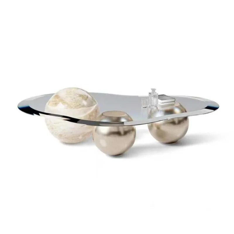 Modern American brass coffee table designer marble glass top coffee table hotel living room side table
Modern American brass coffee table designer marble glass top coffee table hotel living room side table