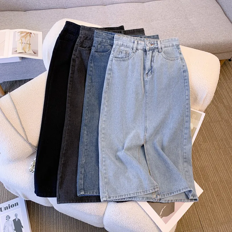 Women Denim Skirt Vintage Casual Slim High Waist Split Simple All-Match Midi Long Half Skirt Spring Autumn
Women Denim Skirt Vintage Casual Slim High Waist Split Simple All-Match Midi Long Half Skirt Spring Autumn