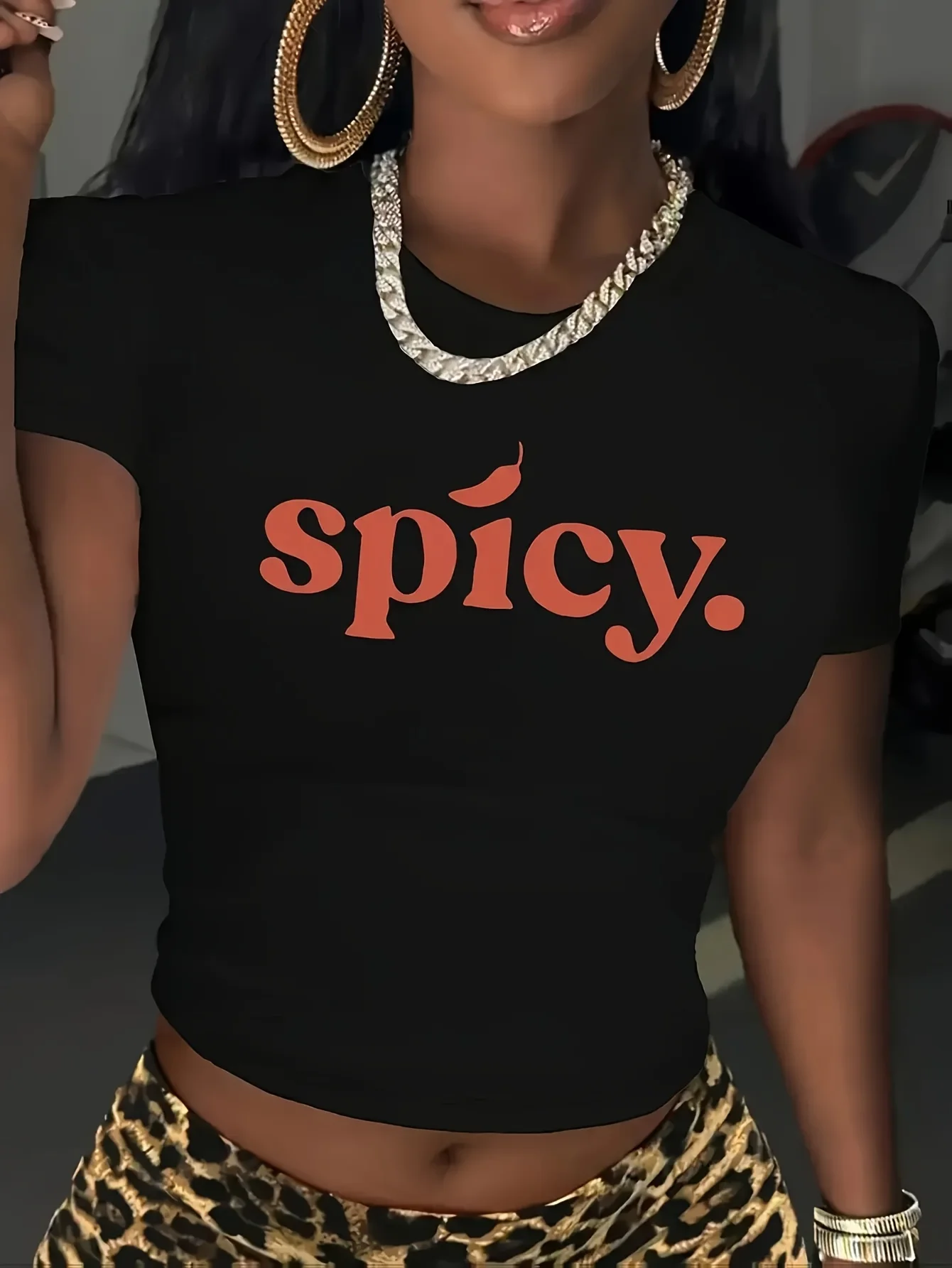 Casual Summer Fashion Summer Clothing Playful Design Smooth Fabric Women's Graphic Print Crop with Orange Lettering Round Sleeve
Casual Summer Fashion Summer Clothing Playful Design Smooth Fabric Women's Graphic Print Crop with Orange Lettering Round Sleeve