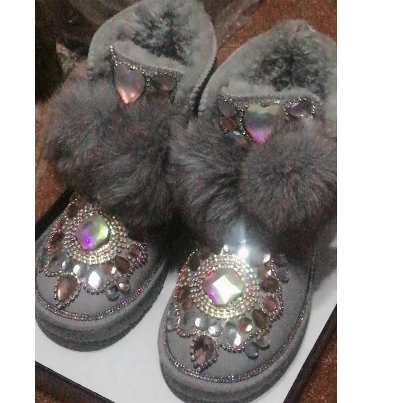 Fuzzy Fluffy Pom Pom Bow Platform Rhinestone Ankle Boots Thick Sole Fur Lined Warm Snow Boots Gray Suede Slip-On Sparkling Boots
Fuzzy Fluffy Pom Pom Bow Platform Rhinestone Ankle Boots Thick Sole Fur Lined Warm Snow Boots Gray Suede Slip-On Sparkling Boots