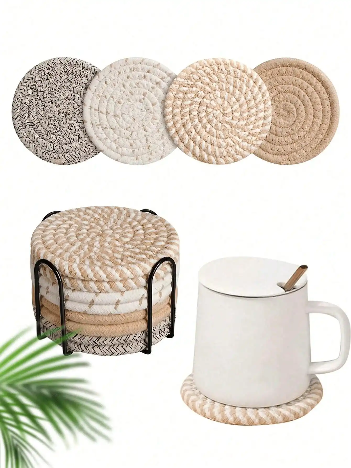 8pcs Coaster Set With Holder, Minimalist Woven Tabletop Coasters, Heat Resistant Kitchen & Dining Table Coasters, Thick Insulation Pads, 4 Color Absorbent Coaster Set, Home Decor Table Protection, Fit For Various Cups, 4.3 Inches
8pcs Coaster Set With Holder, Minimalist Woven Tabletop Coasters, Heat Resistant Kitchen & Dining Table Coasters, Thick Insulation Pads, 4 Color Absorbent Coaster Set, Home Decor Table Protection, Fit For Various Cups, 4.3 Inches