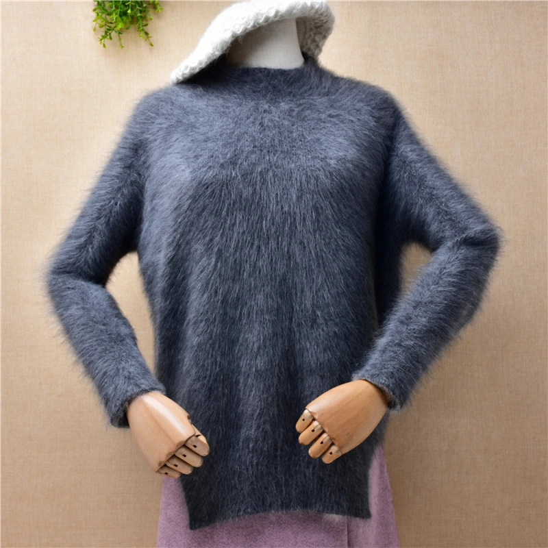 female women autumn winter clothing hairy mink cashmere knitted turtleneck split loose pullover angora fur jumper sweater pull
female women autumn winter clothing hairy mink cashmere knitted turtleneck split loose pullover angora fur jumper sweater pull