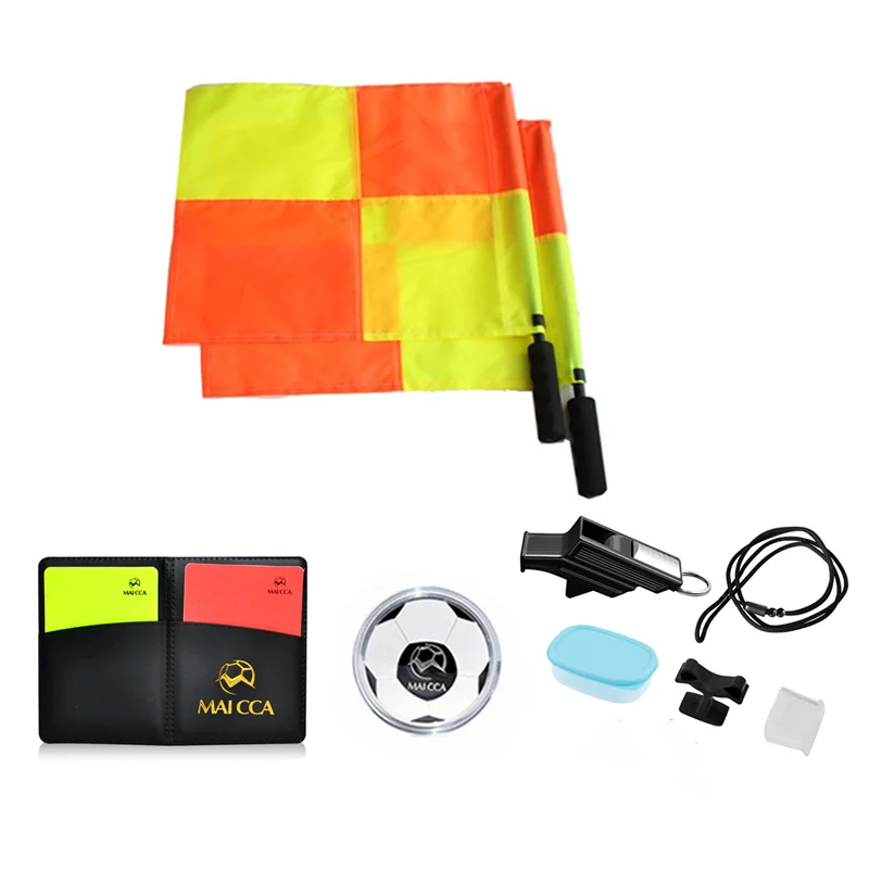 Soccer Referee flag Coin Cards Whistle Set Professional Football Referee Flag Whistles Kit Sports Training Equipment
Soccer Referee flag Coin Cards Whistle Set Professional Football Referee Flag Whistles Kit Sports Training Equipment