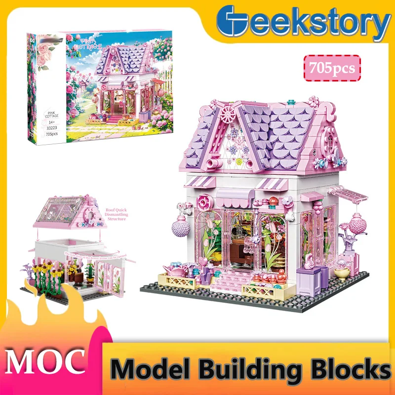 MOC 705PCS Romantic Flower House Pink Hut Model Building Blocks Set Street View 33223 Puzzle Cottage Toys House Gifts Bricks
MOC 705PCS Romantic Flower House Pink Hut Model Building Blocks Set Street View 33223 Puzzle Cottage Toys House Gifts Bricks