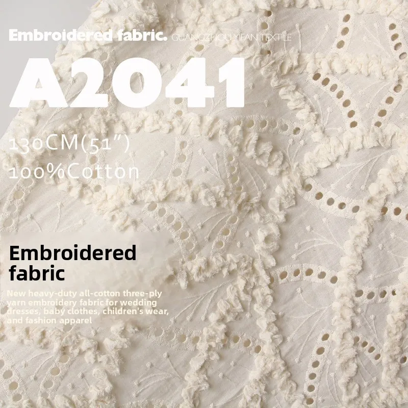 Pure Cotton Soft 3D Embroidery Fabric for Childrens Clothing Coat Dress Design Cloth Diy By The Meter Sewing Material
Pure Cotton Soft 3D Embroidery Fabric for Childrens Clothing Coat Dress Design Cloth Diy By The Meter Sewing Material