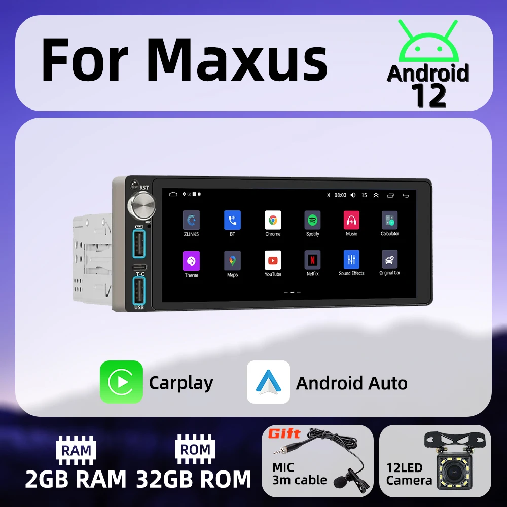 Wireless Carplay Android Auto Autoradio 6.86" 1 Din Radio Android Car Multimedia for Maxus Stereo Head Unit GPS Navigation Wifi
Wireless Carplay Android Auto Autoradio 6.86" 1 Din Radio Android Car Multimedia for Maxus Stereo Head Unit GPS Navigation Wifi
