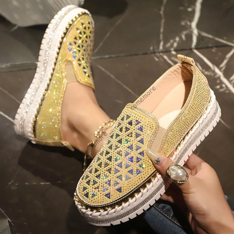 Women's Rhinestone Platform Slip-On Loafers Sparkly Crystal Geometric Embellished Casual Flats Comfortable Fashion Sneakers
Women's Rhinestone Platform Slip-On Loafers Sparkly Crystal Geometric Embellished Casual Flats Comfortable Fashion Sneakers