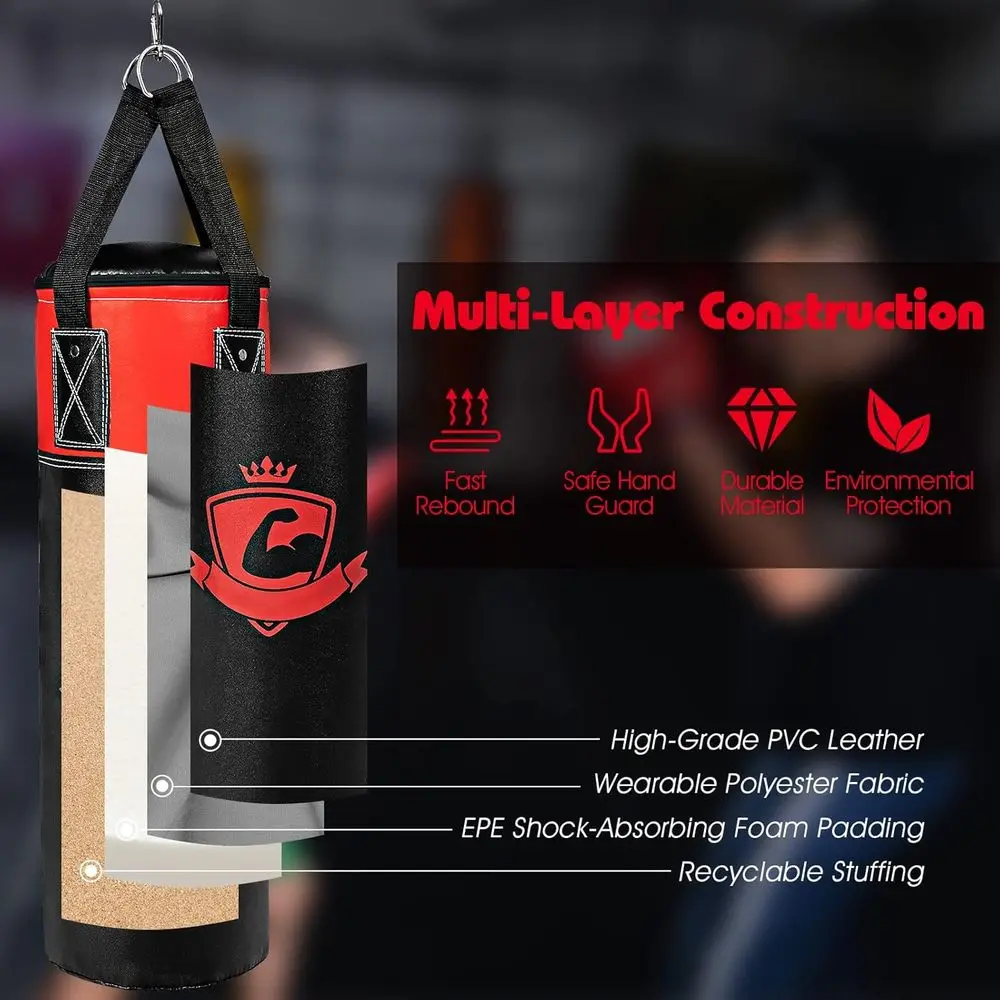 Youth Boxing Heavy Bag Set with Gloves, Hand Wraps, and Portable Storage for MMA, Kickboxing, Muay Thai, Krav Maga, and Taekwond
Youth Boxing Heavy Bag Set with Gloves, Hand Wraps, and Portable Storage for MMA, Kickboxing, Muay Thai, Krav Maga, and Taekwond