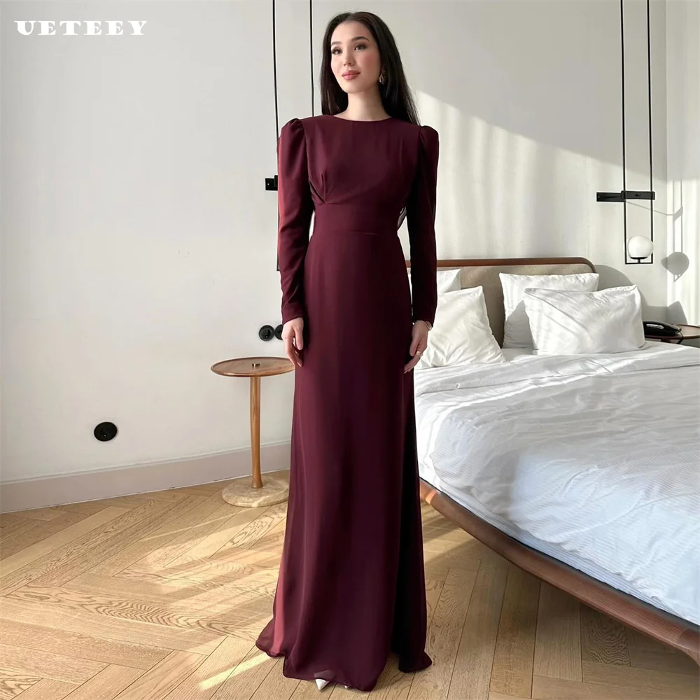 UETEEY Customized Simple Long Puff sleeves Crepe O Neck Sheath Prom Dress Open Back Party Dress Floor Length Evening Gown
UETEEY Customized Simple Long Puff sleeves Crepe O Neck Sheath Prom Dress Open Back Party Dress Floor Length Evening Gown