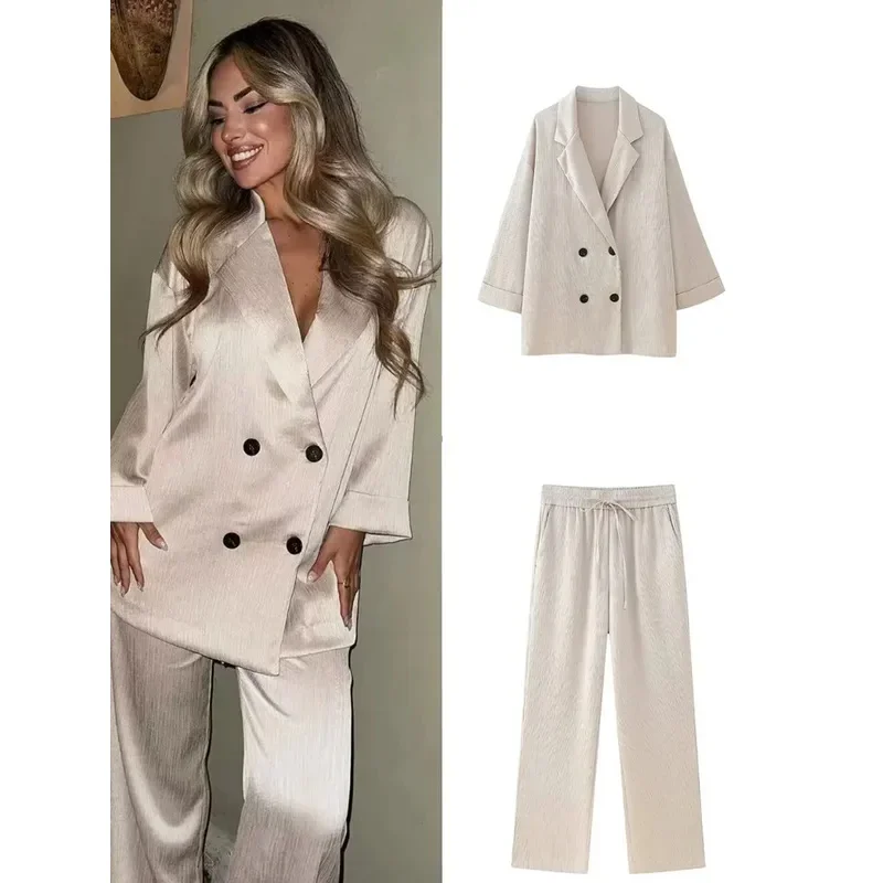 Daenerys Res-Casual Pant Suit for Women, Long Sleeve, Double Breasted Coats, Wide Leg Trouser, Office Lady Sets, 2021 Summer
Daenerys Res-Casual Pant Suit for Women, Long Sleeve, Double Breasted Coats, Wide Leg Trouser, Office Lady Sets, 2021 Summer