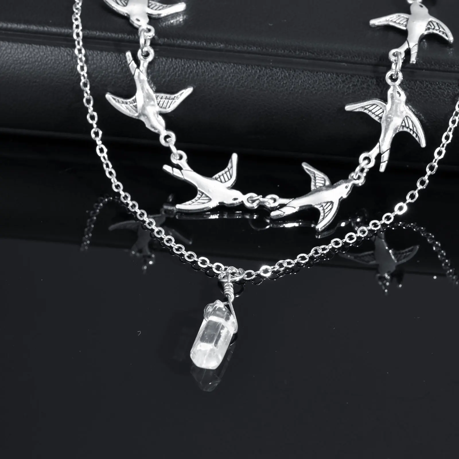 White Transparent Crystal Necklace for Men Boys,Hip Hop Double Layers Metal Swallow Collars,Jewelry Sets Gifts for Him
White Transparent Crystal Necklace for Men Boys,Hip Hop Double Layers Metal Swallow Collars,Jewelry Sets Gifts for Him
