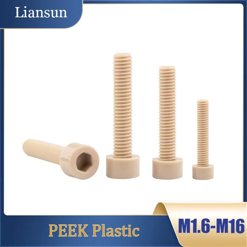1-10pcs PEEK Hexagon Socket Cap Head Screws M2 M2.5 M3 M4 M5 M6 M8-M16 High-Strength-Temperature Resistant Plastic Bolt Screws
1-10pcs PEEK Hexagon Socket Cap Head Screws M2 M2.5 M3 M4 M5 M6 M8-M16 High-Strength-Temperature Resistant Plastic Bolt Screws