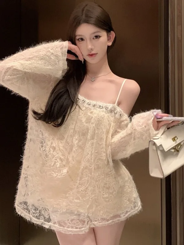 Elegant Diamond Embedded Strap Dress Autumn Winter Loose Style Slimming A-Line Skirt Casual Korean Version mid Waist Long Sleeve
Elegant Diamond Embedded Strap Dress Autumn Winter Loose Style Slimming A-Line Skirt Casual Korean Version mid Waist Long Sleeve