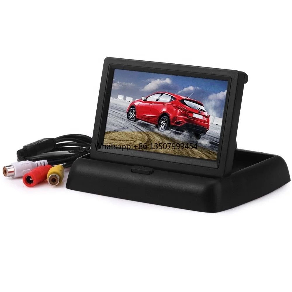 4.3 Inch HD LCD Foldable Screen Car Rear View Monitor 2ch AV in 12V Display Parking Rearview System for Car SUV Rv