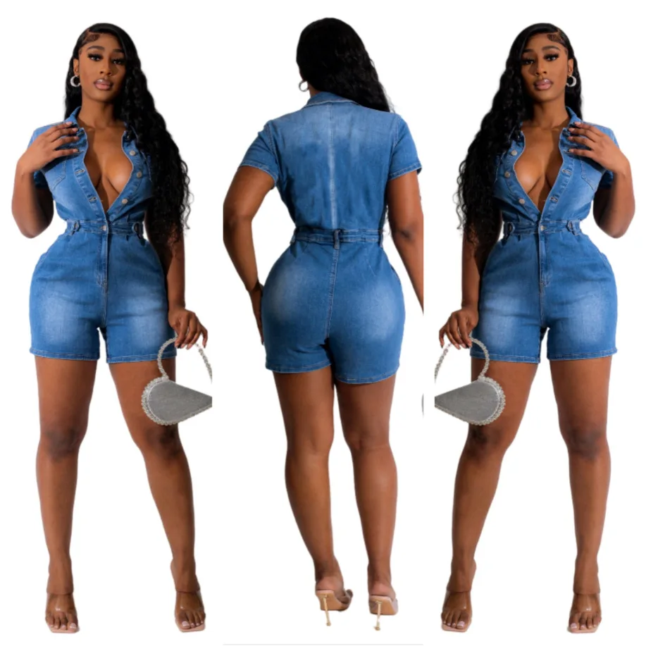 Street Summer Sexy Denim Jumpsuits for Women Slim Short Sleeve Fashion Casual Jeans Rompers One Piece 2025 Clothing
Street Summer Sexy Denim Jumpsuits for Women Slim Short Sleeve Fashion Casual Jeans Rompers One Piece 2025 Clothing