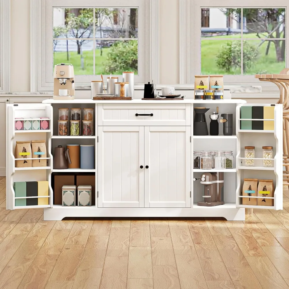 56" Kitchen Coffee Bar Cabinet with Storage Kitchen Sideboard Buffet Cabinet with Drawers, Short Pantry with Door, Customized
56" Kitchen Coffee Bar Cabinet with Storage Kitchen Sideboard Buffet Cabinet with Drawers, Short Pantry with Door, Customized