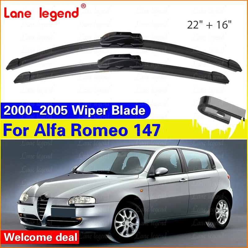 For Alfa Romeo 147 2000 - 2005 Front Wiper Blades U-Shape Soft Rubber Boneless Wiper Silent Durable Easy to Install Wiper 22"16"
For Alfa Romeo 147 2000 - 2005 Front Wiper Blades U-Shape Soft Rubber Boneless Wiper Silent Durable Easy to Install Wiper 22"16"