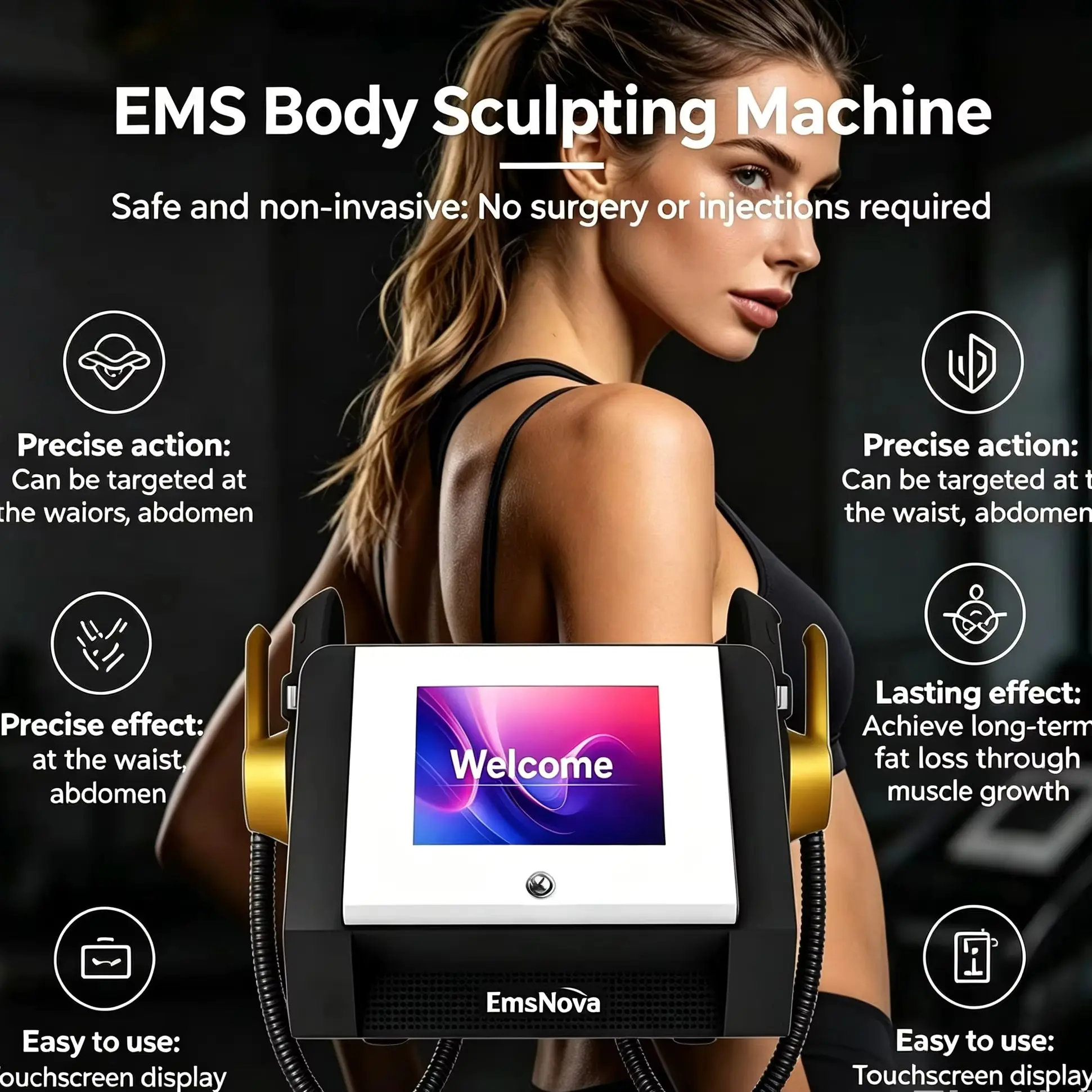 6500W HIEMT EMS RF Muscle Stimulator 2 Handles Non-Invasive Body Sculpt Machine Fat Reduction Anti-Cellulite Skin Tightening
6500W HIEMT EMS RF Muscle Stimulator 2 Handles Non-Invasive Body Sculpt Machine Fat Reduction Anti-Cellulite Skin Tightening