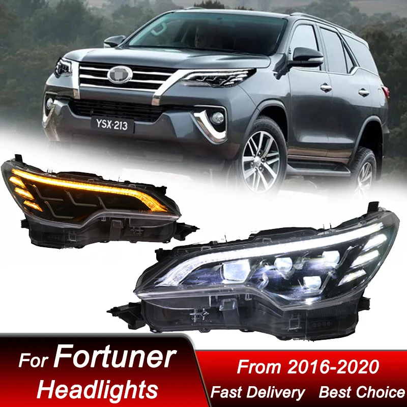 Автомобильные фары для Toyota Fortuner 2016-2020, новый стиль, полностью светодиодные автомобильные фары в сборе, обновленный комплект аксессуаров для линз проектора
Автомобильные фары для Toyota Fortuner 2016-2020, новый стиль, полностью светодиодные автомобильные фары в сборе, обновленный комплект аксессуаров для линз проектора