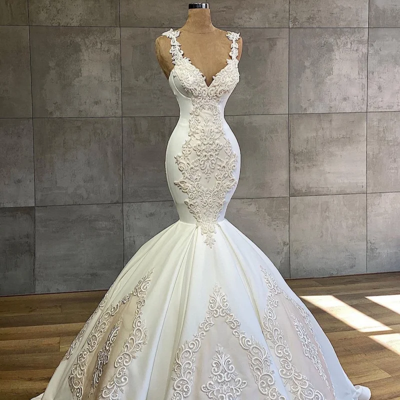2026 Elegant Spaghetti Strap Mermaid Wedding Dress 2026 Luxury Lace Appliqué Bridal Gown with Plus Size Vestido De Novia Custom
2026 Elegant Spaghetti Strap Mermaid Wedding Dress 2026 Luxury Lace Appliqué Bridal Gown with Plus Size Vestido De Novia Custom