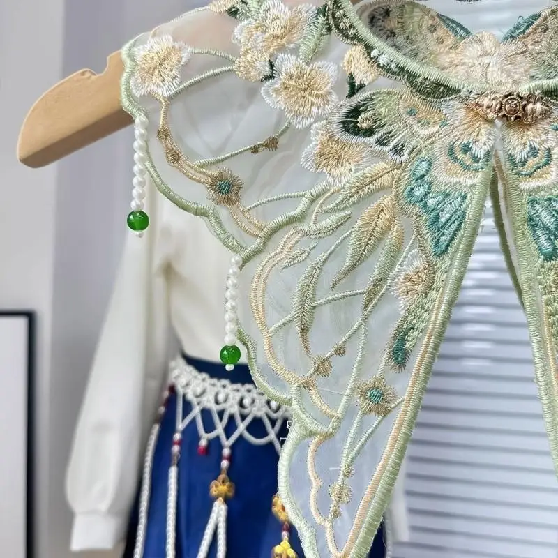 39BB Chinese Vintage Embroidery Butterfly Yunjian Shawl Wrap Pearl Beaded Tassels False Collar Scarf for Girls Dresses
39BB Chinese Vintage Embroidery Butterfly Yunjian Shawl Wrap Pearl Beaded Tassels False Collar Scarf for Girls Dresses