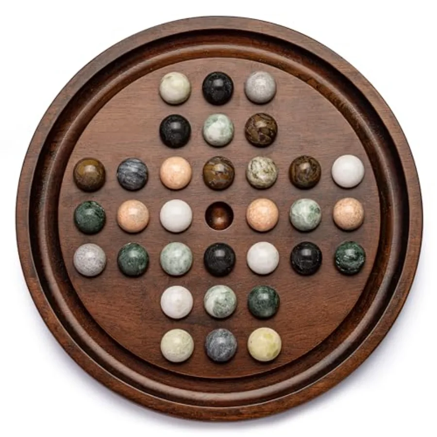 Deluxe Solitaire Game Set: 12.6'' Solid Wooden Board 32 Natural Marble Balls Single-Player Strategy and Smart Games
Deluxe Solitaire Game Set: 12.6'' Solid Wooden Board 32 Natural Marble Balls Single-Player Strategy and Smart Games