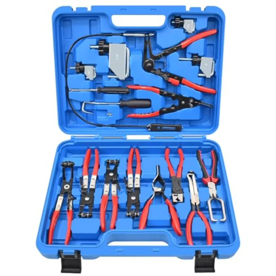 16 Pcs Hose Clamp Pliers Set Hose Clamp Removal and Installation Tool with Long Flexible Plier and Electrical Disconnect Pliers
16 Pcs Hose Clamp Pliers Set Hose Clamp Removal and Installation Tool with Long Flexible Plier and Electrical Disconnect Pliers