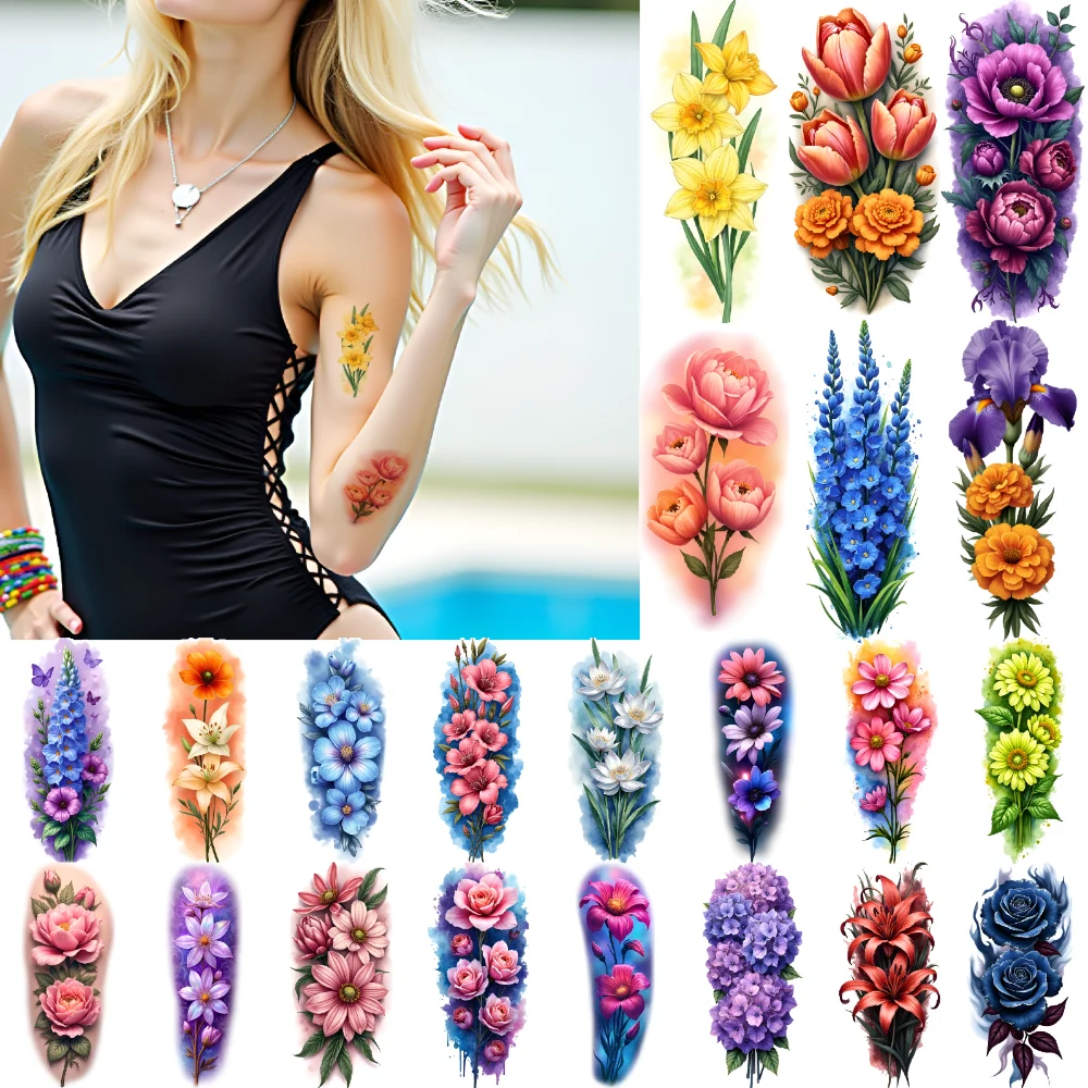 9pcs Temporary Tattoo Purple Lavender Colorful Realism Pink Peony Yellow Daffodil Waterproof Long-lasting Body Stickers For
9pcs Temporary Tattoo Purple Lavender Colorful Realism Pink Peony Yellow Daffodil Waterproof Long-lasting Body Stickers For