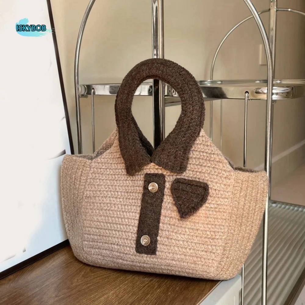 Casual Multicolor Shirt Knitted Handbag Hand Woven Soft Woolen Weave Bag Large Capacity Cute Knitted Wrist Bag Commuting
Casual Multicolor Shirt Knitted Handbag Hand Woven Soft Woolen Weave Bag Large Capacity Cute Knitted Wrist Bag Commuting
