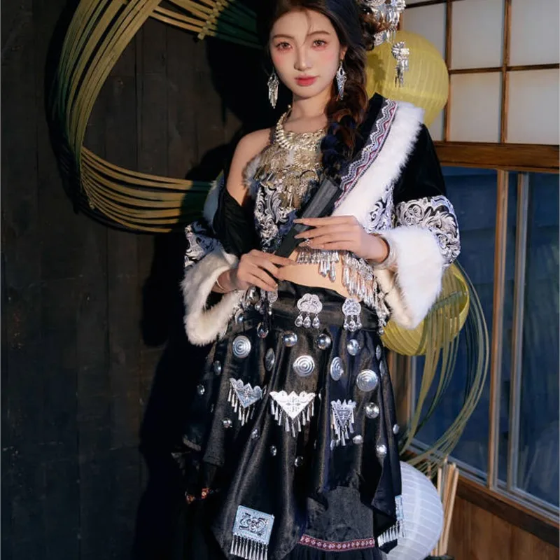 New national dress female black embroidery sense irregular performance trip shooting
New national dress female black embroidery sense irregular performance trip shooting