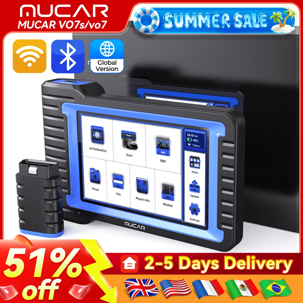 Lifetime Free Update MUCAR VO7S OBD2 Diagnostic Tool CAN FD All System Diagnosis 28 Reset Services ECU Coding Bi-directional
Lifetime Free Update MUCAR VO7S OBD2 Diagnostic Tool CAN FD All System Diagnosis 28 Reset Services ECU Coding Bi-directional
