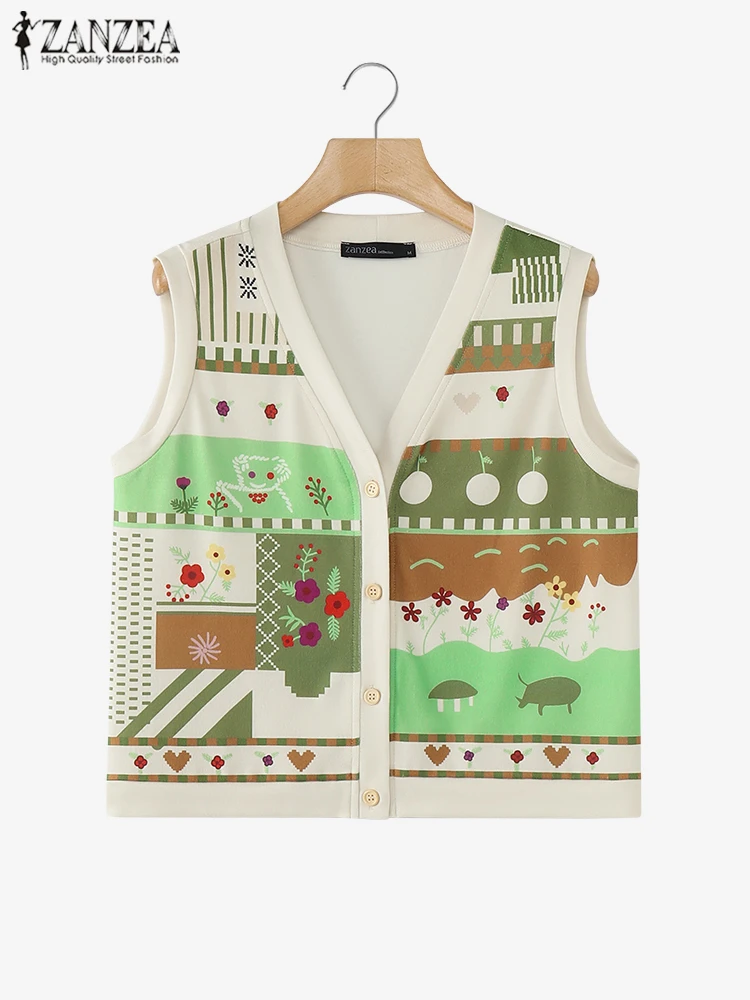 2025 ZANZEA Women Waistcoat Bohemian All-match Cute Printed Vest Holiday Sleeveless European Clothes Casual Loose V-neck Tanks
2025 ZANZEA Women Waistcoat Bohemian All-match Cute Printed Vest Holiday Sleeveless European Clothes Casual Loose V-neck Tanks