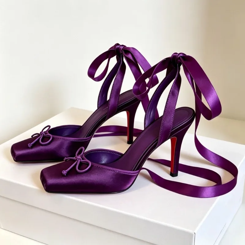 Satin Ankle Strap Ballet Style High Heels Women Square Toe Pumps Stiletto Heels Party Shoes Mules Elegant Designer Women Sandals
Satin Ankle Strap Ballet Style High Heels Women Square Toe Pumps Stiletto Heels Party Shoes Mules Elegant Designer Women Sandals