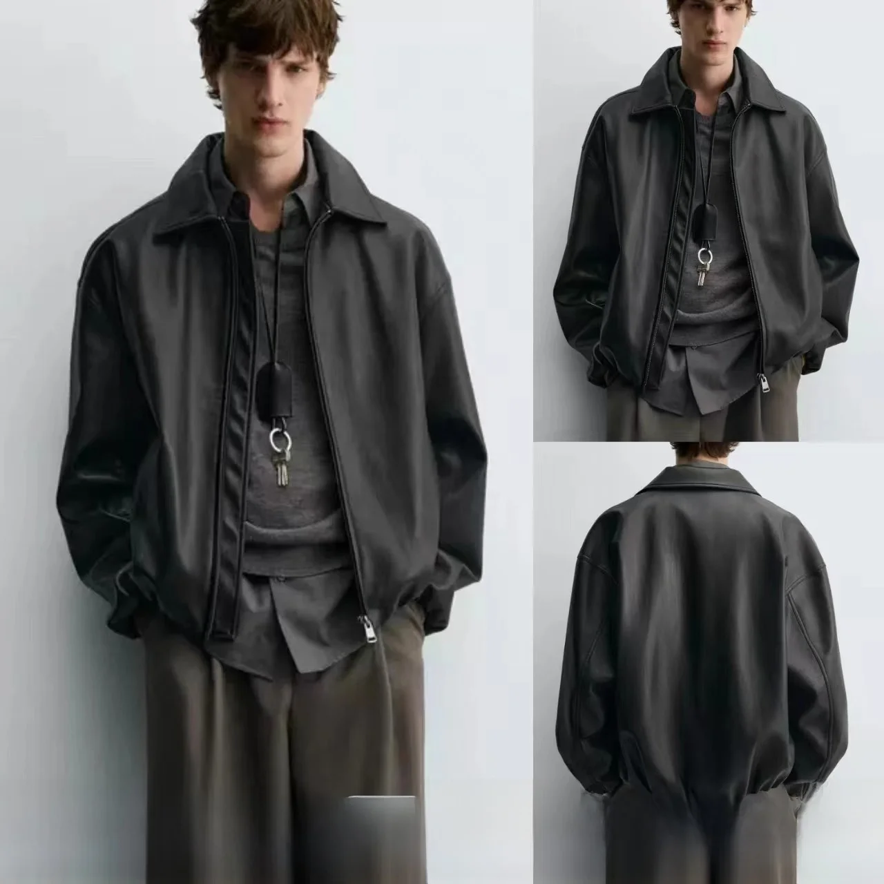 New 2025 Autumn Men's Faux Leather Pilot Jaet Coat with kets Loose Fit Long Sve Zipper Closure Regular Length Outerwear
New 2025 Autumn Men's Faux Leather Pilot Jaet Coat with kets Loose Fit Long Sve Zipper Closure Regular Length Outerwear