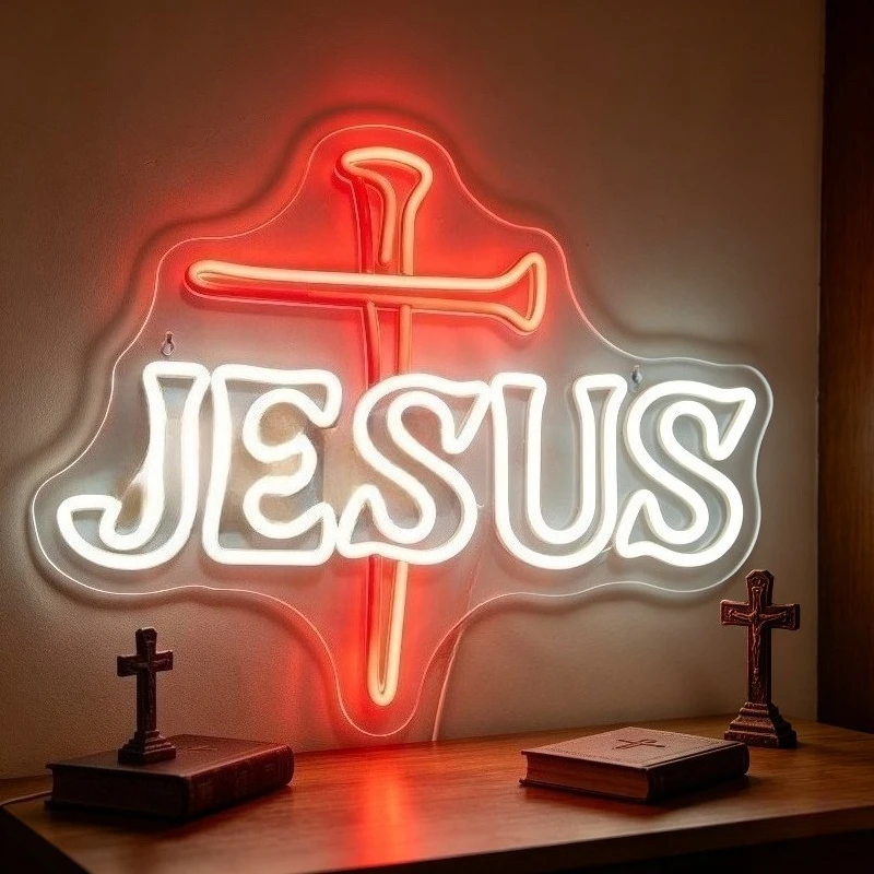 Christian Jesus Cross LED Neon Sign USB Rechargeable Night Light Aesthetic Wall Art Decor for Church Living Room Religious Gift
Christian Jesus Cross LED Neon Sign USB Rechargeable Night Light Aesthetic Wall Art Decor for Church Living Room Religious Gift