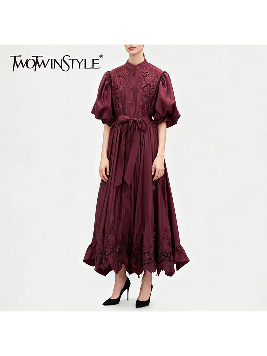 TWOTWINSTYLE однотонные винтажные платья с вышивкой для женщин, лоскутное платье на шнуровке с круглым вырезом и половиной рукавов, женская одежда
TWOTWINSTYLE однотонные винтажные платья с вышивкой для женщин, лоскутное платье на шнуровке с круглым вырезом и половиной рукавов, женская одежда