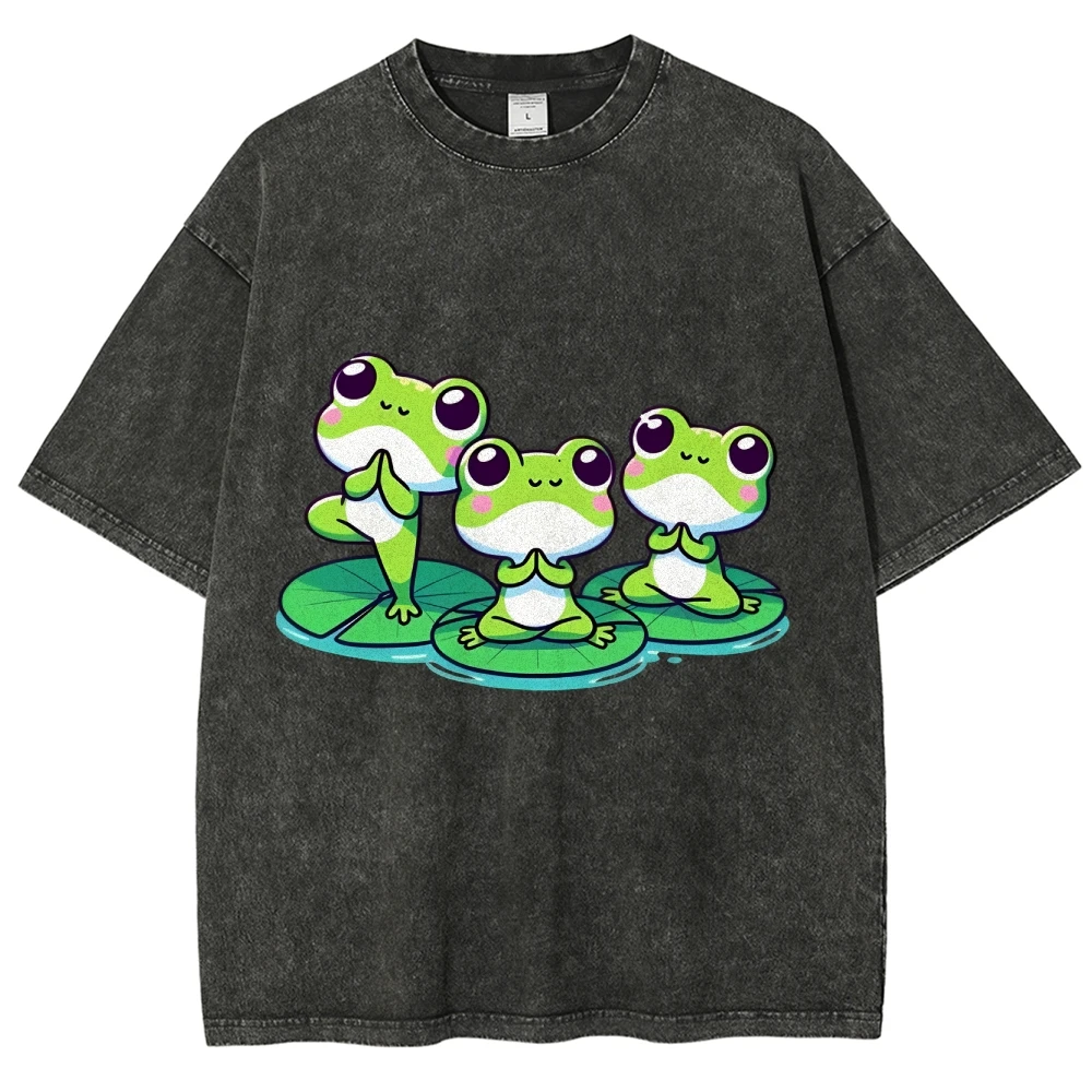 Frog Print T-Shirt Animal Pattern Print Pure Cotton High Quality Short Sleeve Shirts Summer Unisex Washed Denim Vintage Tees
Frog Print T-Shirt Animal Pattern Print Pure Cotton High Quality Short Sleeve Shirts Summer Unisex Washed Denim Vintage Tees